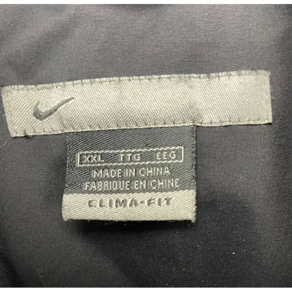 VTG NIKE Men's Full Zip Windbreaker Jacket XXL Black Logo Zip Sides‎